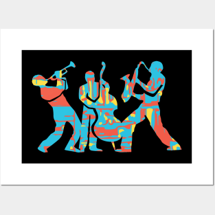 Modern Colorful Jazz Trio Posters and Art